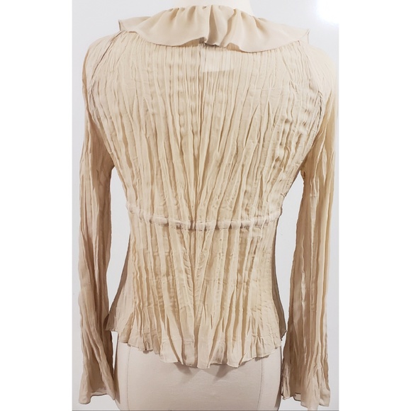 Boho Cream Ruffle Tie Waist Tunic size S - Picture 3 of 4